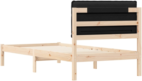 vidaXL Bettgestell mit gepolstertem Kopfteil Schwarz 75 x 190 cm 877881 Bild 6