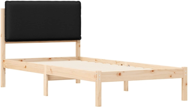 vidaXL Bettgestell mit gepolstertem Kopfteil Schwarz 75 x 190 cm 877881 Bild 3