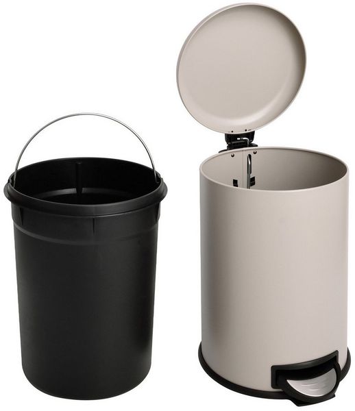 SVITA Mülleimer, Treteimer, Abfalleimer, 20 Liter, inkl. Inneneimer, Stahl, Taupe