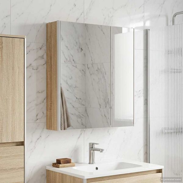 vidaXL Badezimmerspiegelschrank Sonoma-Eiche 63,5 x 15,5 x 70 cm 889241