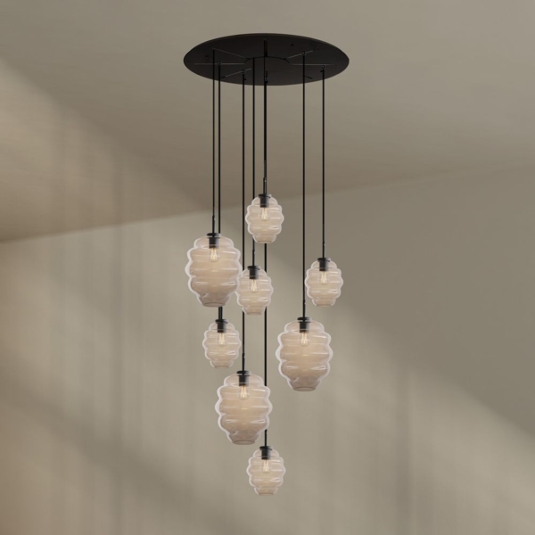 s.luce Echos Galerieleuchte 8-flammig Ø 80cm Baldachin Ø 18/25cm Klar, Schwarz