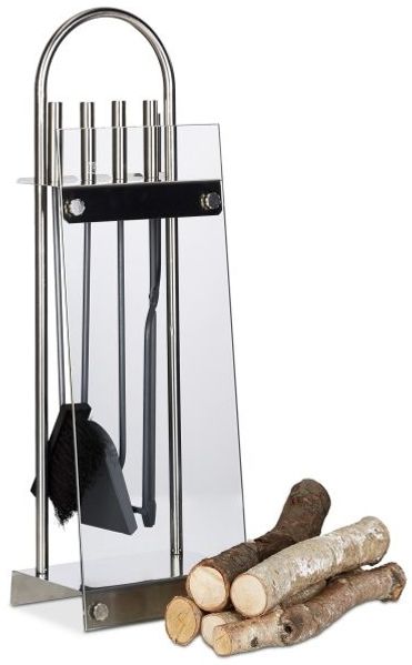 Relaxdays Kaminbesteck Edelstahl modern 5 teilig