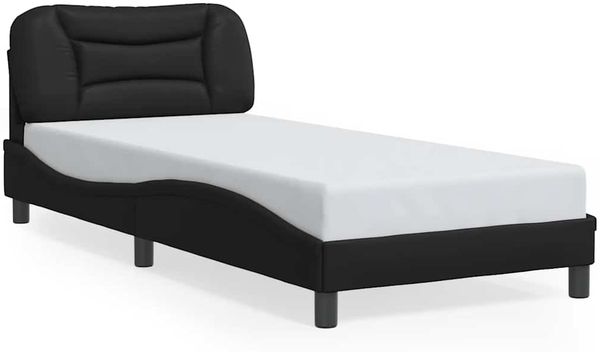 Einzelbettgestell Design für Erwachsene ohne Matratze Schwarz 90x190 cm Kunstleder d5089e