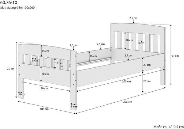 Erst-Holz Einzelbett 100x200 cm Buche, natur Bild 4