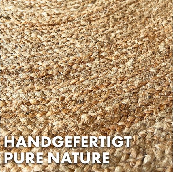 Karat Teppich Jute Rund, Handgewebter Naturteppich, In verschiedenen Ausführungen