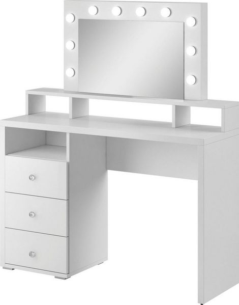 INOSIGN Schminktisch Diva Frisiertisch Hollywood Theater 120x136x40cm, Kosmetiktisch Spiegel mit LED Beleuchtung 3 Schubladen