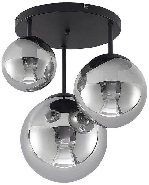 Lindby Deckenleuchten Teeja, Glas Schwarz IP20, 3x15 W LED