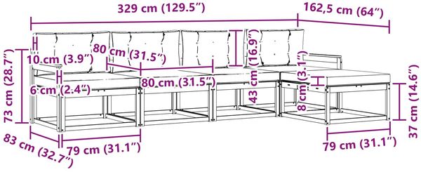 vidaXL Outdoor-Sofagarnitur mit Kissen 4 pcs Weiß und Creme Polyester 3386294 Bild 6