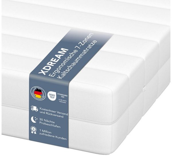 Kaltschaummatratze Punktelastische Matratze Pure, verschiedene Härtegrade - H2, H3 & H4, XDREAM, 11 cm hoch, allergikergeeignet, atmungsaktiv - unterschiedliche Größen