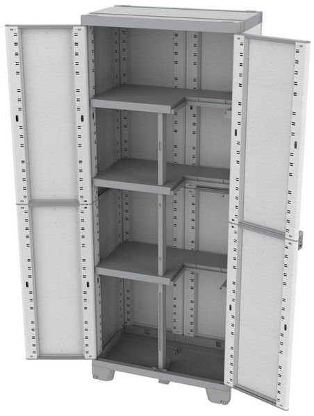 Kreher Mehrzweckschrank 'Sequoia' - Holz Optik Grau - aus Kunststoff - 2 in 1 - wetterfest