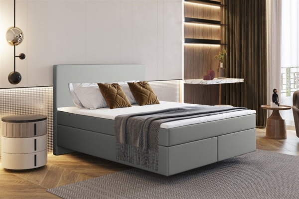Boxspringbett Schlafzimmerbett ROCIO Nr. 5 Premium 140x200 cm in Kunstleder Grau