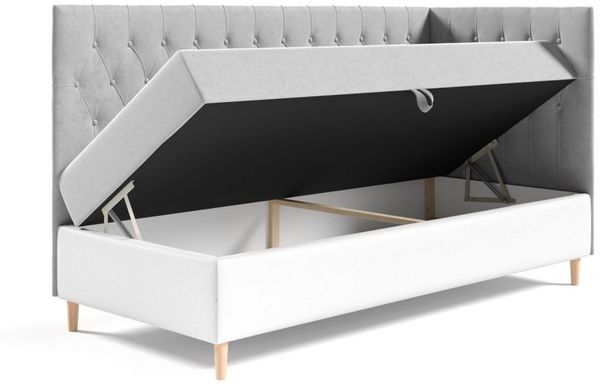 Boxspringbett Gästebett Kinderbett FINJA Nr. 3 100x200cm Weiss-Beige Seite Rechts Bild 2