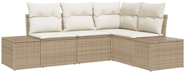vidaXL Gartensofa-set mit Speicher 4 pcs Beige und Creme Poly-Rattan 3355710