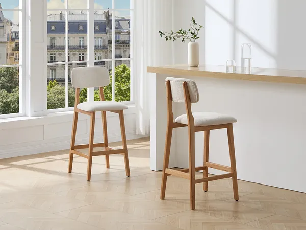 Vente-unique - LEDIRA Barhocker Stoff Beige - B 50 cm x H 103 cm x L 43,5 cm