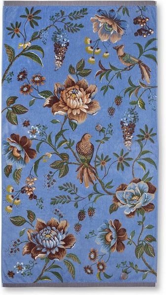 PIP Studio Family Strandtuch Liegetuch 100x180 Secret Garden Blue Blumen Vögel