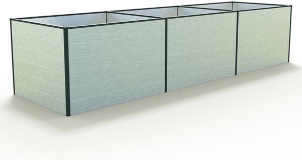 GFP Aluminium Hochbeet KINGSIZE DANIELA - 351 x 77 x 77 cm - Alu natur, Stecksystem, langlebig