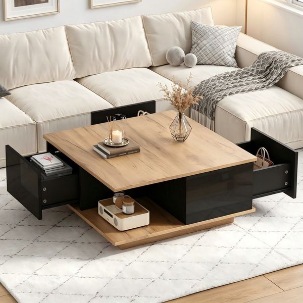 STILVORA Couchtisch Beistelltisch mit Stauraum Wohnzimmertisch mit 3 Schubladen