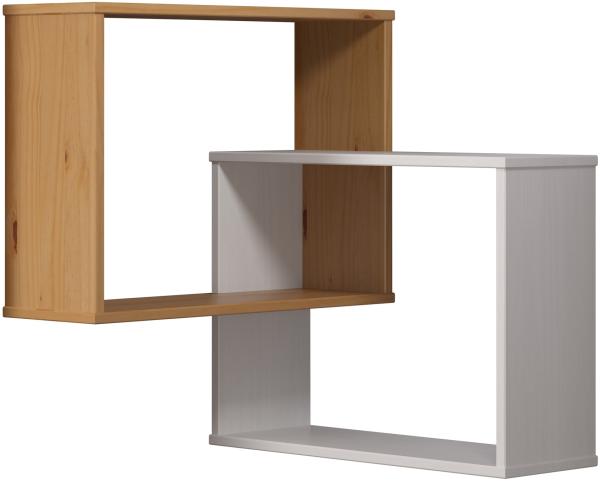 Inter-Furn Mestre - Garderobe Wandboard mit Regale - Massivholz Kiefer, Weiß/Honigfarbe lackiert - B/H/T: 60 / 66 / 20 cm