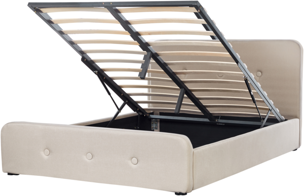 Polsterbett mit Bettkasten hochklappbar RENNES Beige 160x200 cm