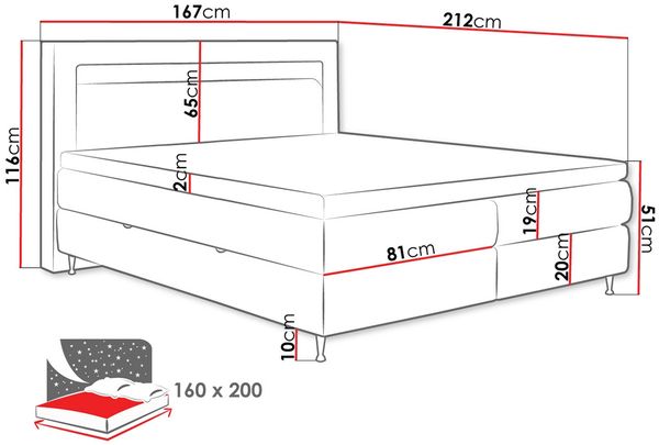 Mirjan24 Boxspringbett 'Ovo', blau, 160x200 cm Bild 5