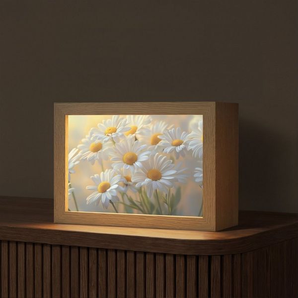 OnlyWow Tischleuchte Lightbox Gänseblümchen - Weiß - Sonnenlicht, Dimmbar, Farbwechsel, LED, Warmweiß, Kaltweiß, Neutralweiß Einstellbar, Tischlampe, Schreibtischlampe, Desk, Dimmbar, mit Kabel, LED