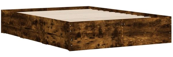 vidaXL Bettgestell mit Schubladen Räuchereiche 120x190cm Holzwerkstoff 3207319 Bild 4