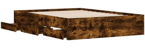 vidaXL Bettgestell mit Schubladen Räuchereiche 120x190cm Holzwerkstoff 3207319 Bild 5