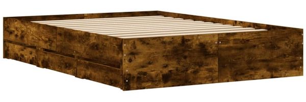 vidaXL Bettgestell mit Schubladen Räuchereiche 120x190cm Holzwerkstoff 3207319 Bild 8
