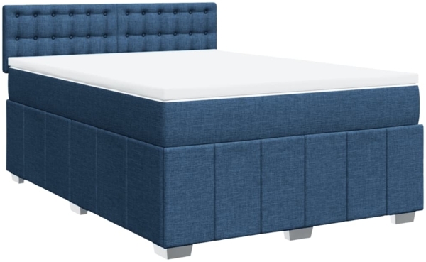 vidaXL Boxspringbett mit Matratze Blau 140x200 cm Stoff 3287111