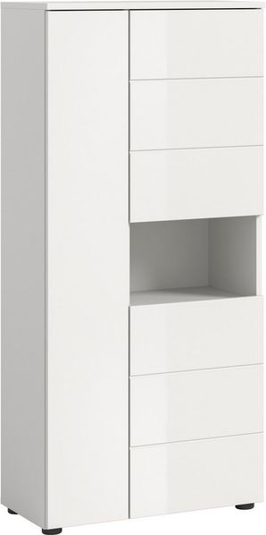 welltime Midischrank Biel, Höhe 133 cm, 3 Türen, 1 offenes Fach (1-St) Türanschlag wechselbar, modernes Design, Badschrank, Unterschrank, Bad