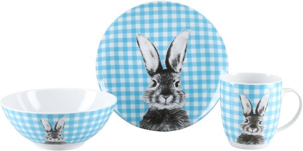 CreaTable Happy Bunny Blau, Set 3-tlg
