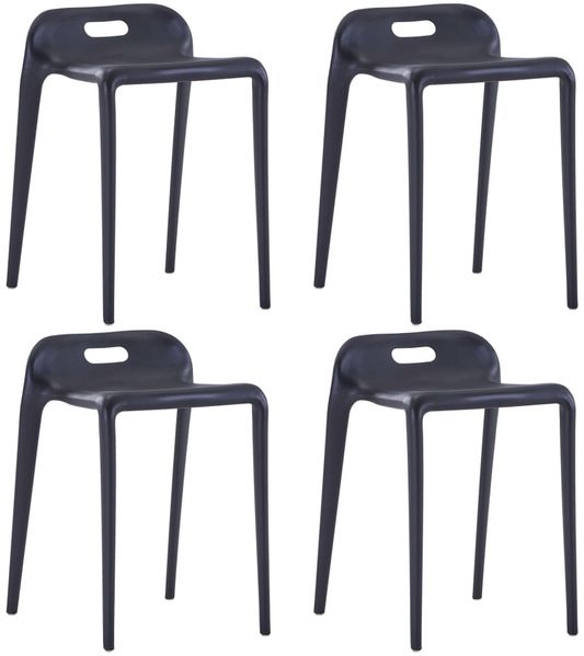 Stapelbare Hocker 4 Stk. Schwarz Kunststoff [247281]