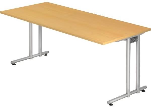 Schreibtisch NS19 C-Fuß 180x80cm Buche Gestellfarbe: Silber