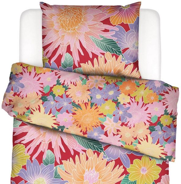 Essenza Bettwäsche Flower Fling Happy Red, Perkal, 2 teilig, Floral, Blumig