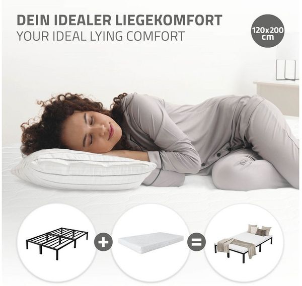 ML-DESIGN Metallbett Bettgestell Bettrahmen Stahlrahmen mit Lattenrost Metallbettrahmen, Einzelbett Paris Einzelbettgestell Gästebett Metall Bild 4