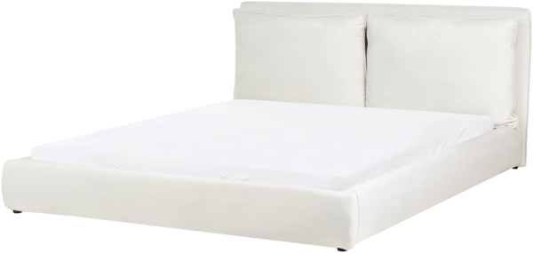 Bett mit Lattenrost Samtstoff BAJONNA 180 x 200 cm Cremeweiß