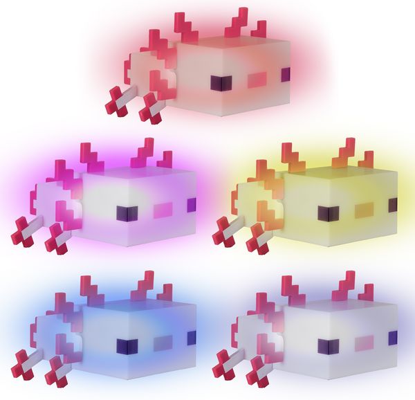 MINECRAFT - LED Axolotl, Dekolicht, Nachtlich, Tischlampe, dekorative Lichter im Minecraft Design