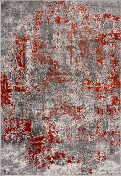 Kadima Design "Dee" Abstrakte Kunst-Teppiche in Premium-Qualität. Farbe: Rot-Grau, 80x150 cm