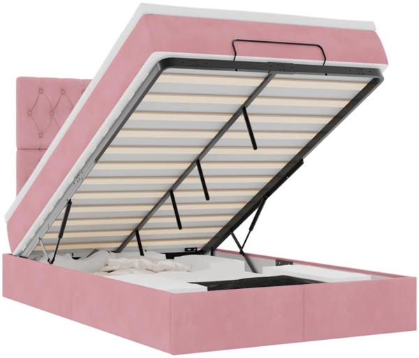 vidaXL Ottoman-Bett mit Matratzen Rosa 120x190 cm Samt 3313534
