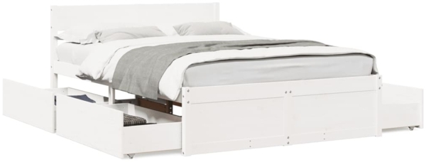vidaXL Massivholzbett ohne Matratze Weiß 140x190 cm Kiefernholz 3282355