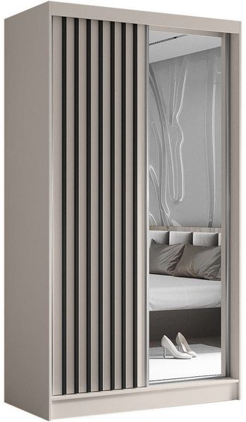 Beautysofa Kleiderschrank Helix (Garderobe mit Scharniertüren, mit Spiegel, schwarzes / weißes / graues / artisan) mit Lamellen