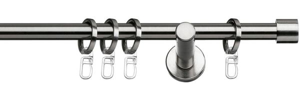 indeko Gardinenstange Andrax, Ø 12 mm, 1-läufig, Fixmaß, verschraubt, Stahl, Komplett-Set inkl. Ringen und Montagematerial