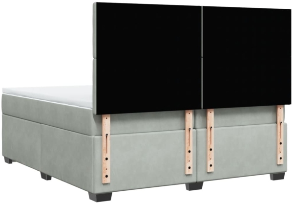 vidaXL Boxspringbett mit Matratze Hellgrau 200x200 cm Samt 3291014 Bild 9