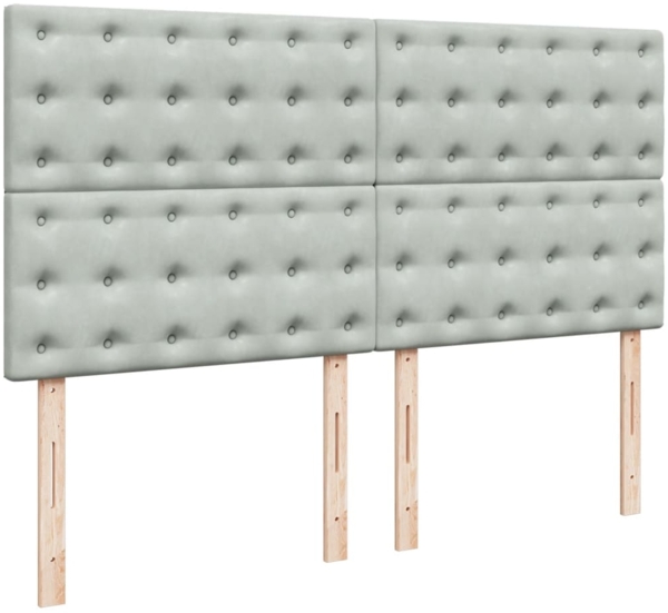 vidaXL Boxspringbett mit Matratze Hellgrau 200x200 cm Samt 3291014 Bild 7