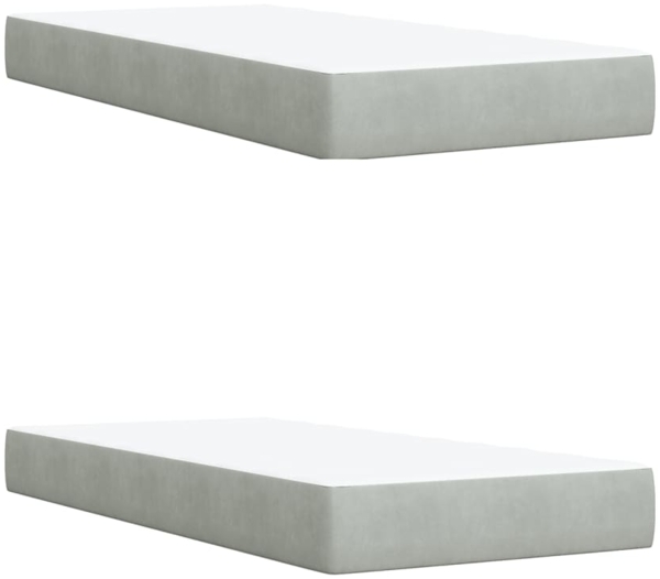vidaXL Boxspringbett mit Matratze Hellgrau 200x200 cm Samt 3291014 Bild 5