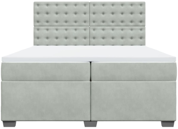 vidaXL Boxspringbett mit Matratze Hellgrau 200x200 cm Samt 3291014 Bild 3