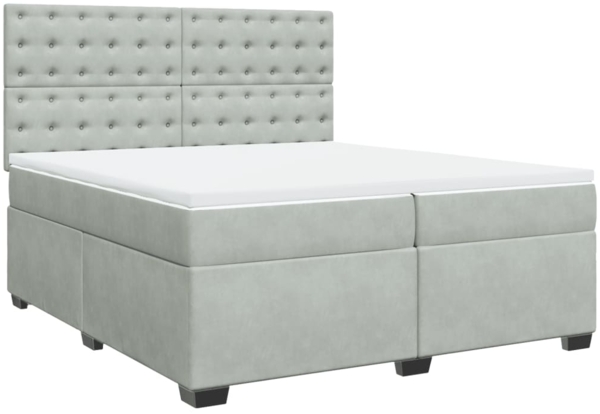vidaXL Boxspringbett mit Matratze Hellgrau 200x200 cm Samt 3291014 Bild 1