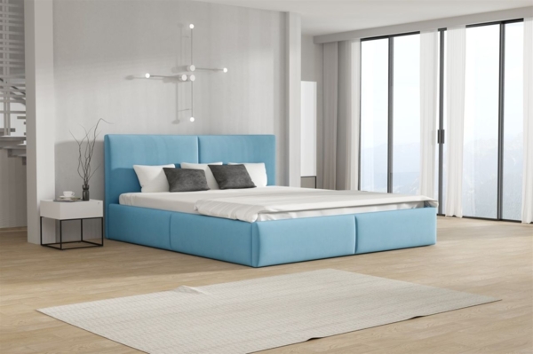 Polsterbett Doppelbett BERGEN Komplettset 180x200cm Stoff Magic Velvet Sky