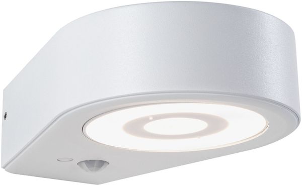 LED Außenwandleuchte Silma Dämmerungsgesteuerter Bewegungsmelder (IR) IP44 65x186mm 3000K 5,5W / 0,7W 600lm / 0lm 230V Weiß Aluminium