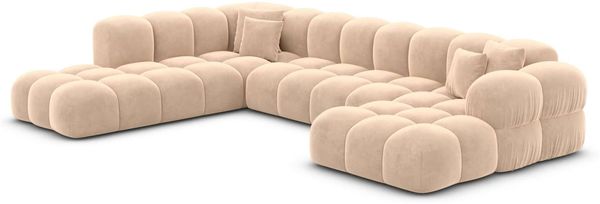 Wohnlandschaft Monteverde Lounge U Form - Samtstoff - beige - Rechts